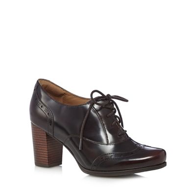 Clarks Dark red 'Ciera Brine' leather lace up mid heeled shoes